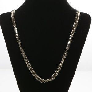 vintage silver tone multi chain necklace 24 inches